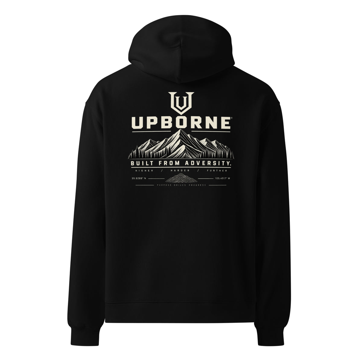 UPBORNE Ascent Hoodie in black, back product mockup